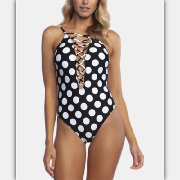 La Blanca Other - La Blanca Polk-Dot Black One Piece Swimsuit 10